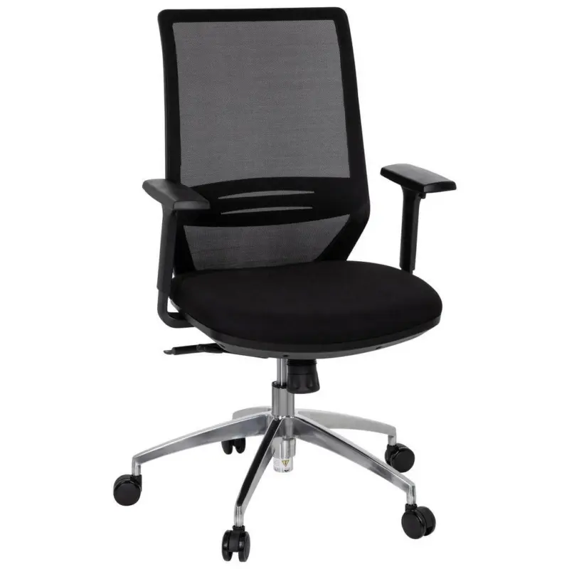 Drehstuhl in Netzbespannung, Flachgewebe Schwarz