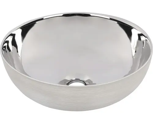 Aufsatzwaschbecken Shine 40x40 cm silver/weiß glasiert