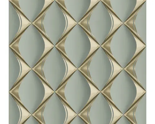 Vliestapete 38691-3 3D-Grafik Retro türkis-gold