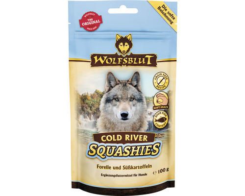 Hundesnack WOLFSBLUT Cold River Squashies mit wertvollen Superfoods, getreidefrei, Glutenfrei 100 g