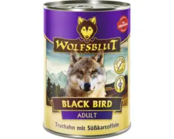 Hundefutter nass WOLFSBLUT Black Bird Adult , Truthahn mit Süßkartoffeln mit wertvollen Superfoods, getreidefrei, Glutenfrei 395 g