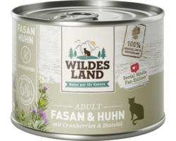 Katzenfutter nass WILDES LAND Fasan und Huhn mit Cranberries mit wertvollen Superfoods, getreidefrei, Glutenfrei 200 g