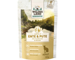 Katzenfutter nass WILDES LAND Ente und Pute mit Cranberries mit wertvollen Superfoods, getreidefrei, Glutenfrei 100 g