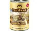 Hornbach Hundefutter nass WOLFSBLUT Wild Duck & Turkey Puppy , Welpenfutter, Ente und Truthahn mit Kürbis mit wertvollen Superfoods, getreidefrei, Glutenfrei 395 g