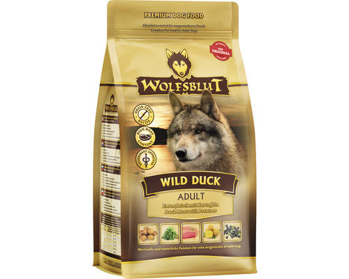 Hundefutter trocken WOLFSBLUT Wild Duck Adult mit wertvollen Superfoods, getreidefrei, Glutenfrei 500 g