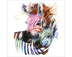 Glasbild Colored Zebra 30x30 cm