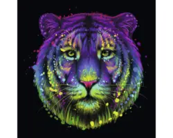 Glasbild Neon Tiger 30x30 cm