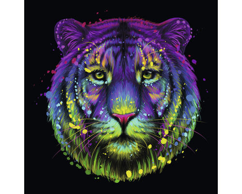 Glasbild Neon Tiger 30x30 cm