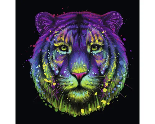Glasbild Neon Tiger 30x30 cm