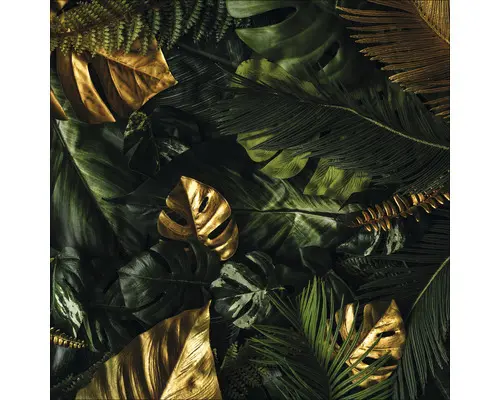 Glasbild Green-Gold Foliage 30x30 cm