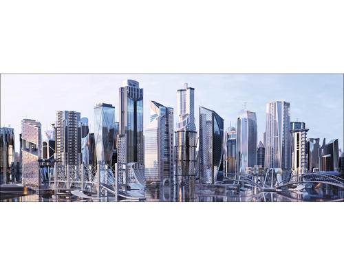 Glasbild Cyber Skyline 50x125 cm