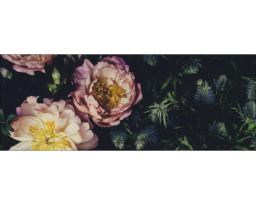 Glasbild Baroque Peonies II 30x80 cm