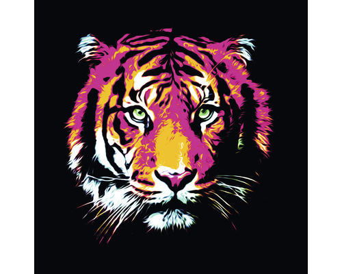 Glasbild Colored Tiger 80x80 cm