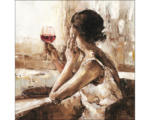 Hornbach Glasbild Girl With Wine Glas 80x80 cm
