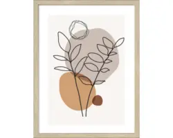 Gerahmtes Bild Line-Art Leaves I 33x43 cm