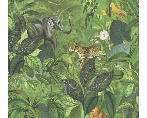 Vliestapete 38724-1 Pint Walls Dschungel Tiere grün