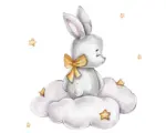 Hornbach Leinwandbild Rabbit on the Cloud 30x30 cm