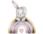 Hornbach Leinwandbild Rabbit on the Rainbow 30x30 cm