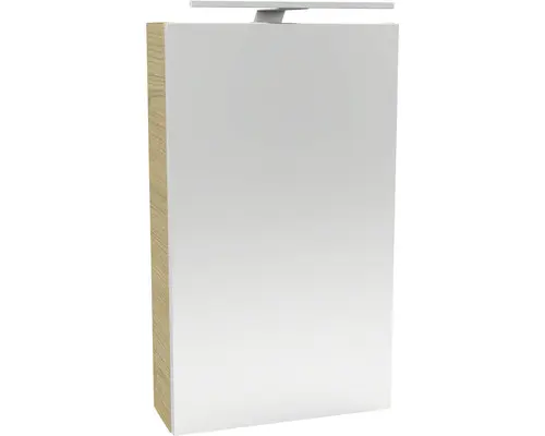 LED-Spiegelschrank Fackelmann Small Bathroom Collection 1-türig rechts 40x68x16,2 cm sand eiche