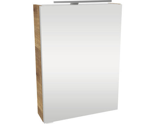 LED-Spiegelschrank Fackelmann Small Bathroom Collection 1-türig rechts 50x68x16,2 cm ast-eiche