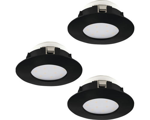 LED Einbauleuchte Eglo PINEDA LED 4,9 W 1380 lm 2700 K 3-flammig Ø 78 mm schwarz IP 44 3 Stück ( 900744 )