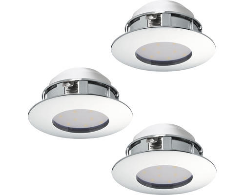 LED Einbauleuchte Eglo PINEDA LED 4,9 W 1380 lm 2700 K 3-flammig Ø 78 mm chrom IP 44 3 Stück ( 95822 )