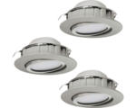 Hornbach LED Einbauleuchte Eglo PINEDA LED 5,5 W 1500 lm 3000 K 3-flammig Ø 84 mm nickel-matt IP 20 3 Stück ( 95859 )