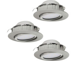 LED Einbauleuchte Eglo PINEDA LED 5,5 W 1500 lm 3000 K 3-flammig Ø 84 mm nickel-matt IP 20 3 Stück ( 95859 )