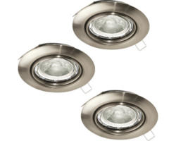 LED Einbauspot Eglo GU10 3 W 250 lm 3000 K 3-flammig Ø 87 mm nickel-matt IP 20 3 Stück ( 34015 )