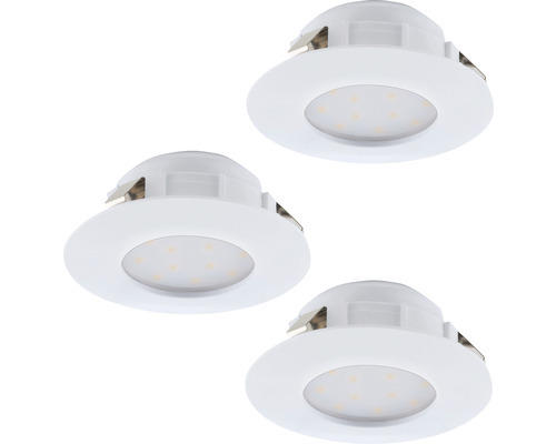 LED Einbauleuchte Eglo PINEDA LED 4,9 W 1380 lm 2700 K 3-flammig Ø 78 mm weiß IP 44 3 Stück ( 95821 )