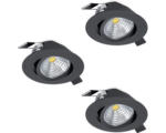 Hornbach LED Einbauleuchte Eglo SALICETO LED 6 W 1350 lm 2700 K 3-flammig Ø 88 mm schwarz IP 20 3 Stück ( 900747 )