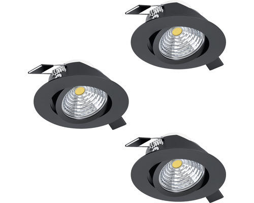 LED Einbauleuchte Eglo SALICETO LED 6 W 1350 lm 2700 K 3-flammig Ø 88 mm schwarz IP 20 3 Stück ( 900747 )