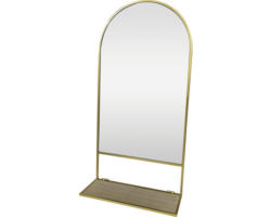 Spiegel mit klappbarer Holzablage gold 3