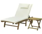 Hornbach Gartenliege Alina Garden Place 59,5 x 197,5 x 30 cm Holz natur inkl. Beistelltisch und Kissen