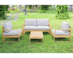 Hornbach Loungeset Garden Place Lilja 4 -Sitzer bestehend aus: Tisch, Zweisitzer-Bank, 2 Sessel Holz Grau