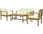 Hornbach Gartenmöbelset Alina Garden Place 4 -Sitzer aus Holz bestehend aus: Tisch, 2 Stühle, Zweisitzer-Bank, Auflagen