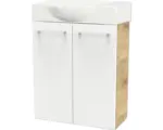 Hornbach Waschbeckenunterschrank Fackelmann SBC Mini 55 60x52x24,3 cm ohne Waschbecken weiß/asteiche