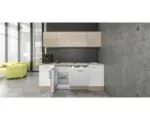 Hornbach Küchenblock Flex Well Samoa 210 cm Frontfarbe weiß sonoma eiche matt Korpusfarbe sonoma eiche inkl. Einbaugeräte 11944