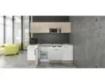 Hornbach Küchenblock Flex Well Samoa 210 cm Frontfarbe weiß sonoma eiche matt Korpusfarbe sonoma eiche inkl. Einbaugeräte 11949