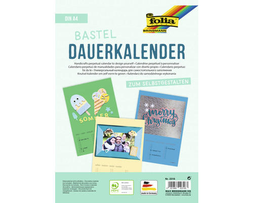 Dauerkalender mit Spiralbindung 220g/m², DIN A4, farbig sortiert