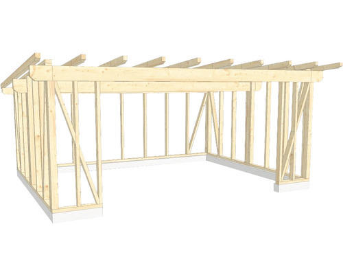 Holzkonstruktion Holzriegelbau Pultdach 500x650 cm