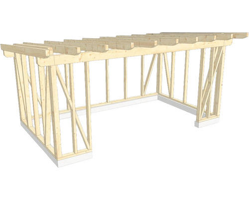 Holzkonstruktion Holzriegelbau Pultdach 350x600 cm