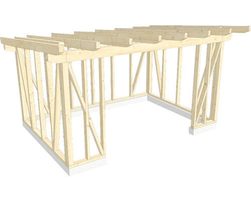 Holzkonstruktion Holzriegelbau Pultdach 350x500 cm