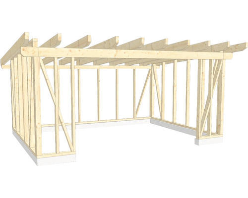 Holzkonstruktion Holzriegelbau Pultdach 450x600 cm