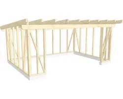 Holzkonstruktion Holzriegelbau Pultdach 450x650 cm