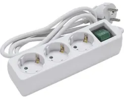 Steckdosenleiste 3-fach 5 m Kunststoff mit Schalter wei&szlig;