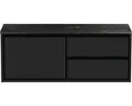 Hornbach Waschbeckenunterschrank Sanox Loft 47x121x46 cm mit Waschtischplatte 3 Schubladen und Doppelauszug rechts schwarz matt/Kunststein schwarz