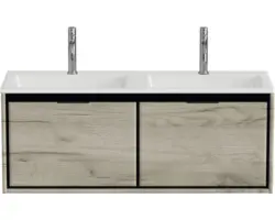 Waschbeckenunterschrank Sanox Loft Mineralguss 47x120,5x45,5 cm mit Doppel-Mineralgusswaschbecken craft oak