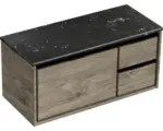 Hornbach Waschbeckenunterschrank Sanox Loft 47x101x46 cm mit Waschtischplatte 3 Schubladen und Doppelauszug rechts espresso/Kunststein schwarz