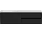Hornbach Waschbeckenunterschrank Sanox Loft Mineralguss 47x160,5x45,5 cm mit Mineralgusswaschbecken ohne Hahnloch 3 Schubladen und Doppelauszug 70 cm rechts schwarz matt /weiß matt